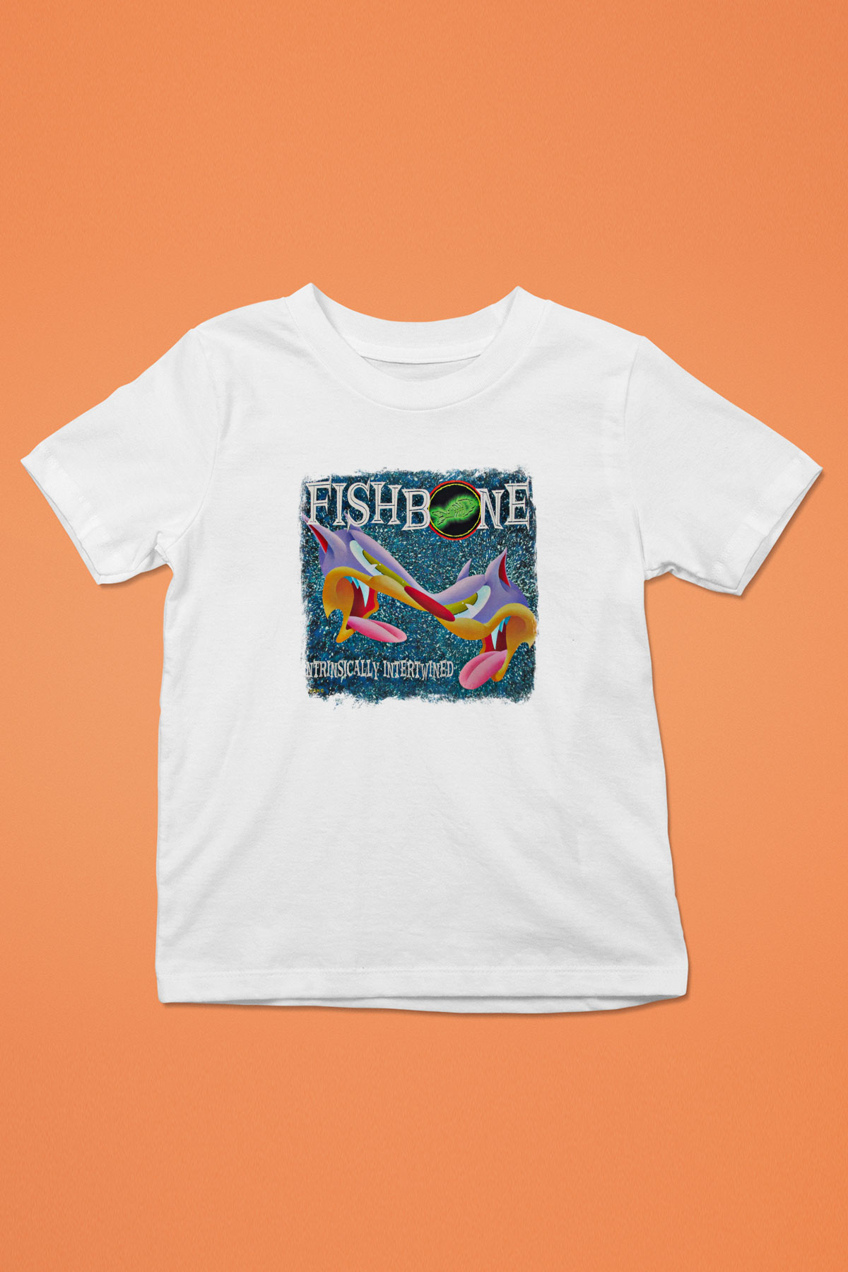 Fishbone Baskılı Unisex Beyaz Çocuk Tişört