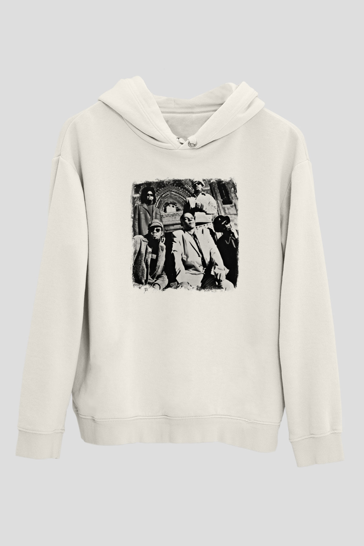 Fishbone Baskılı Unisex Beyaz Hoodie