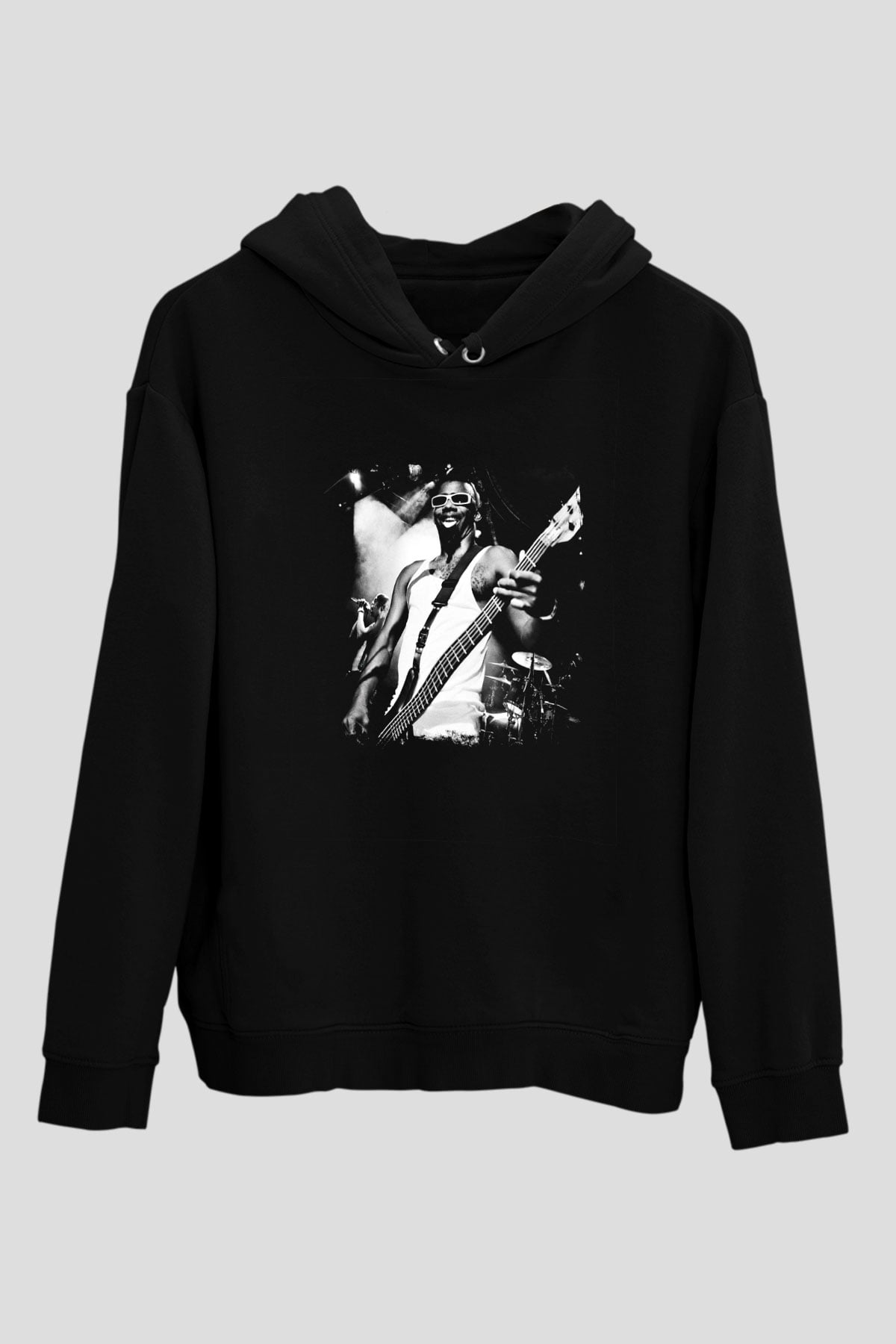 Fishbone Baskılı Unisex Siyah Hoodie