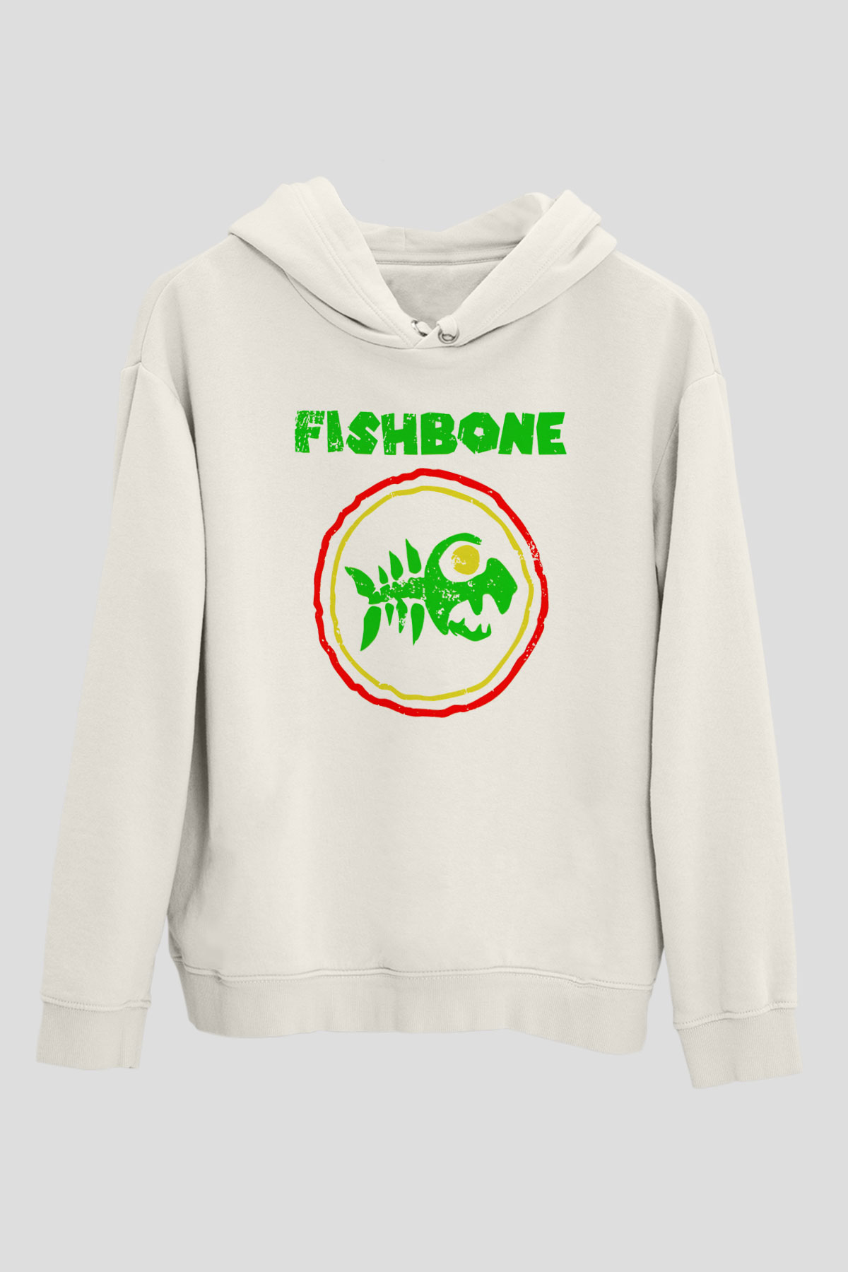 Fishbone Beyaz Unisex Kapşonlu Sweatshirt