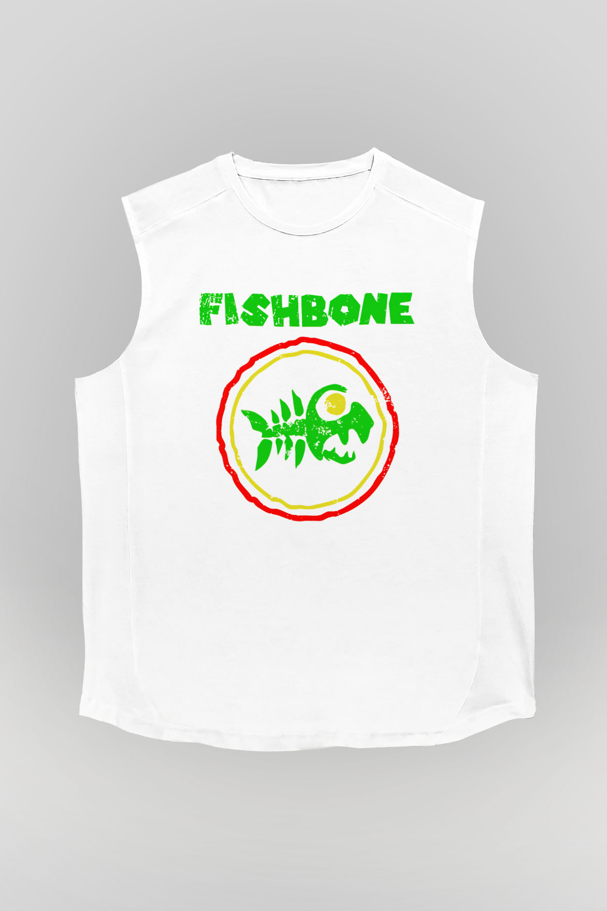 Fishbone Beyaz Unisex Kolsuz Tişört
