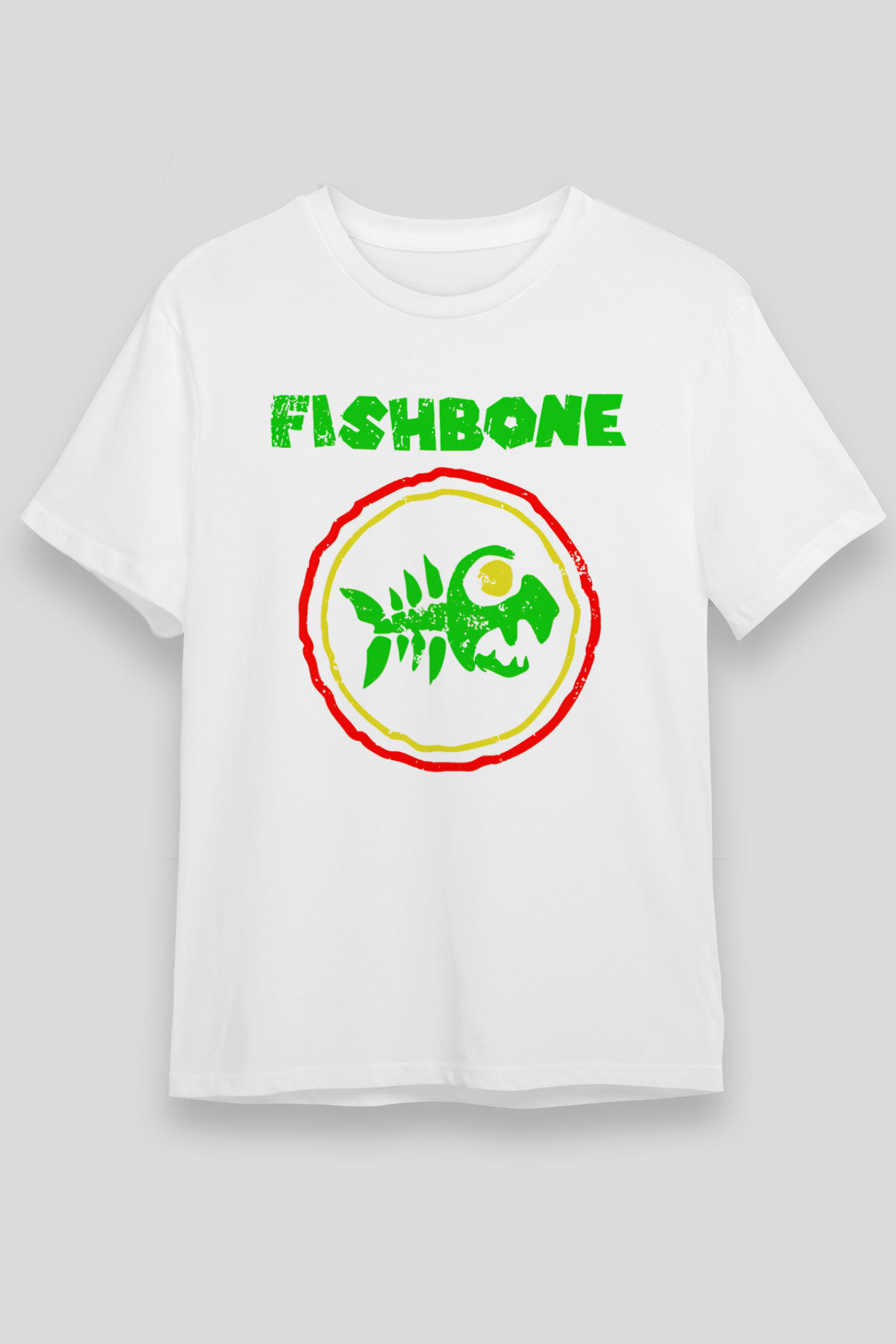 Fishbone Beyaz Unisex Tişört T-Shirt - TişörtFabrikası