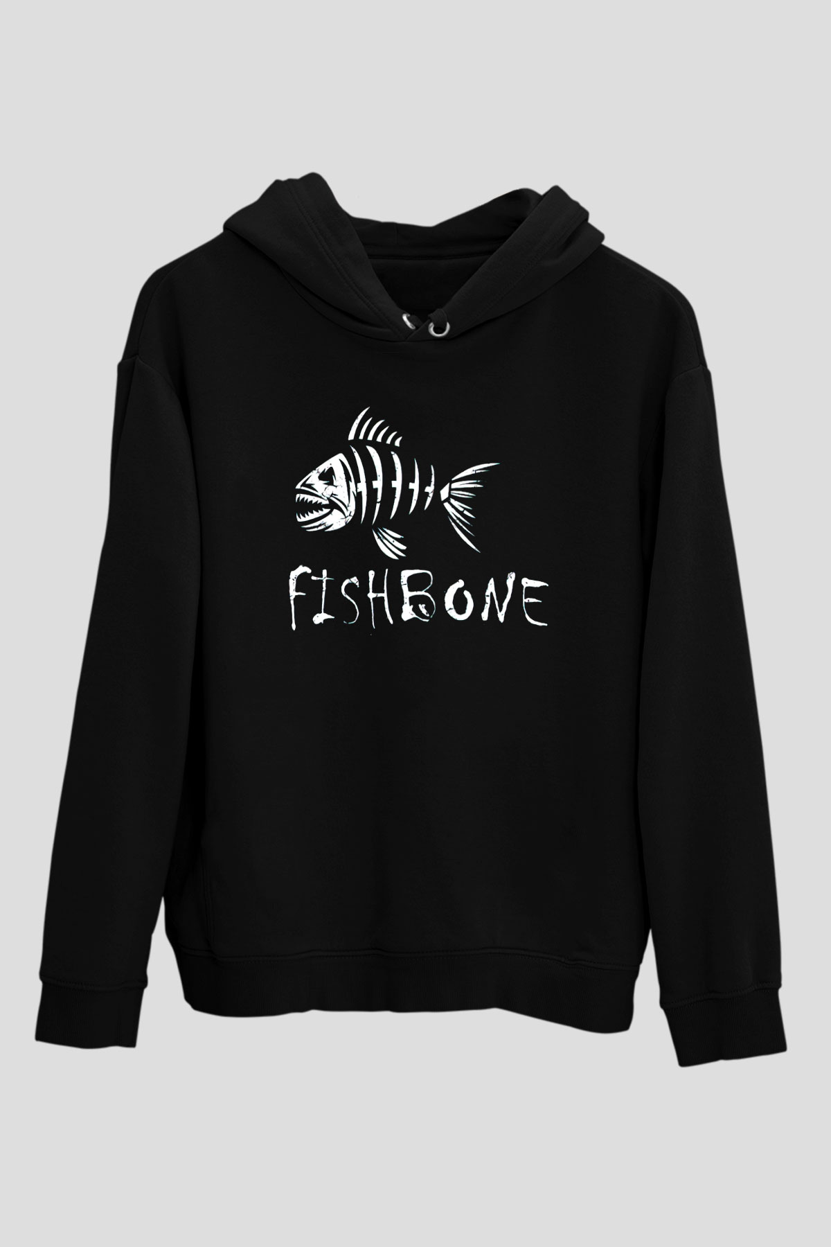 Fishbone Siyah Unisex Kapüşonlu Sweatshirt