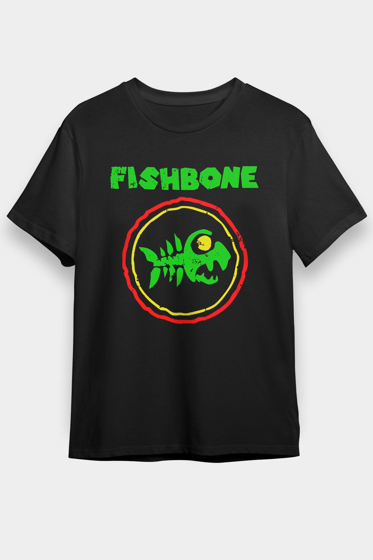 Fishbone Siyah Unisex Tişört T-Shirt - TişörtFabrikası