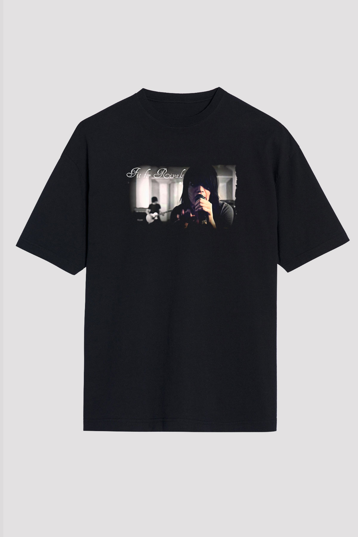 Fit For Rivals Baskılı Unisex Siyah Oversize Tişört - Tshirt