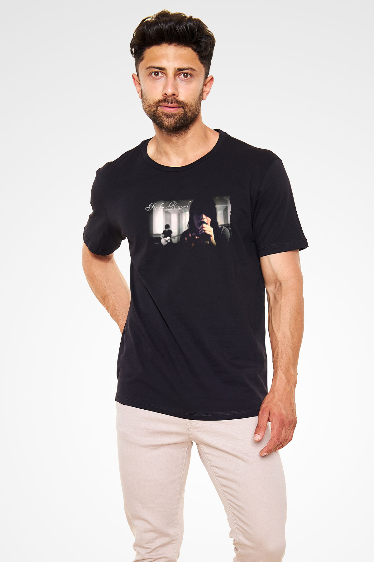 Fit For Rivals Baskılı Unisex Siyah Tişört - Tshirt