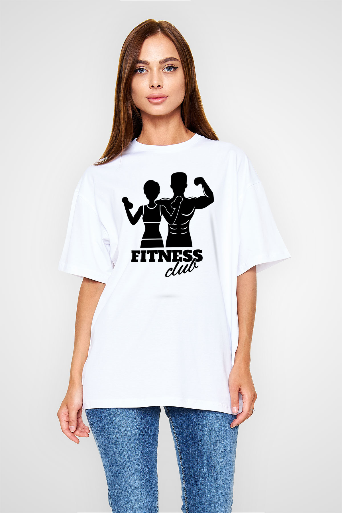 Fitness Beyaz Oversize Tişört Oversize T-shirt - TişörtFabrikası