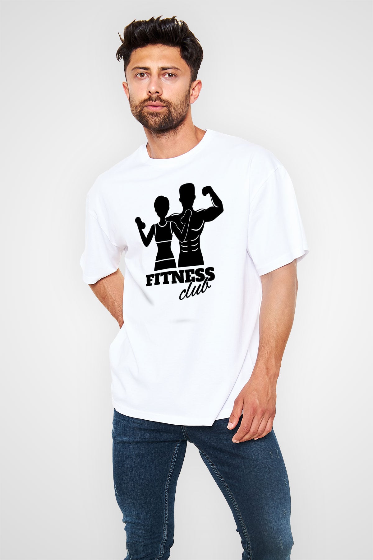 Fitness Beyaz Oversize Tişört Oversize T-shirt - TişörtFabrikası
