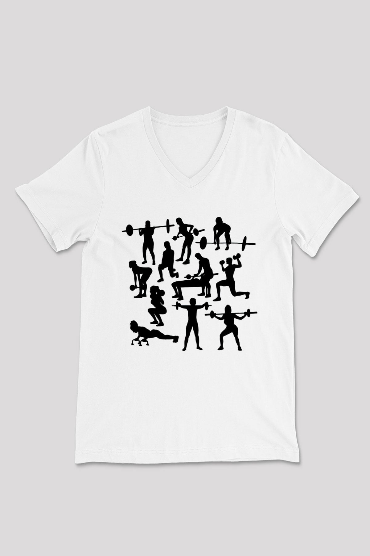 Fitness Beyaz Unisex V Yaka Tişört