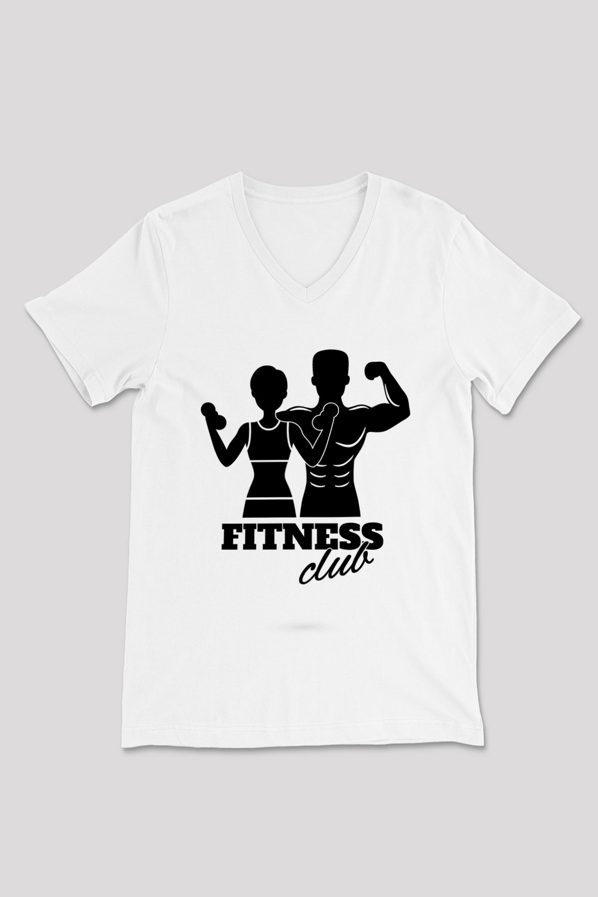 Fitness Beyaz Unisex V Yaka Tişört