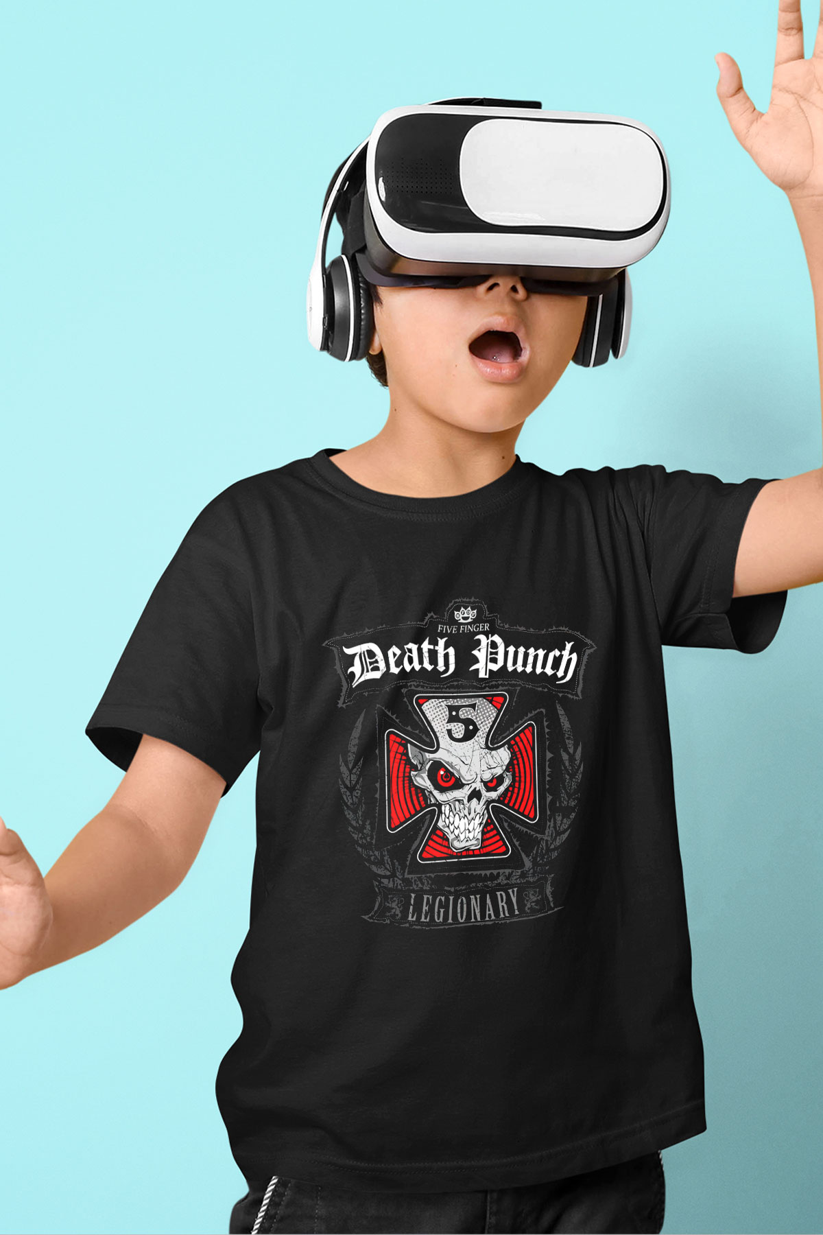 Five Finger Death Punch Baskılı Siyah Unisex Çocuk Tişört
