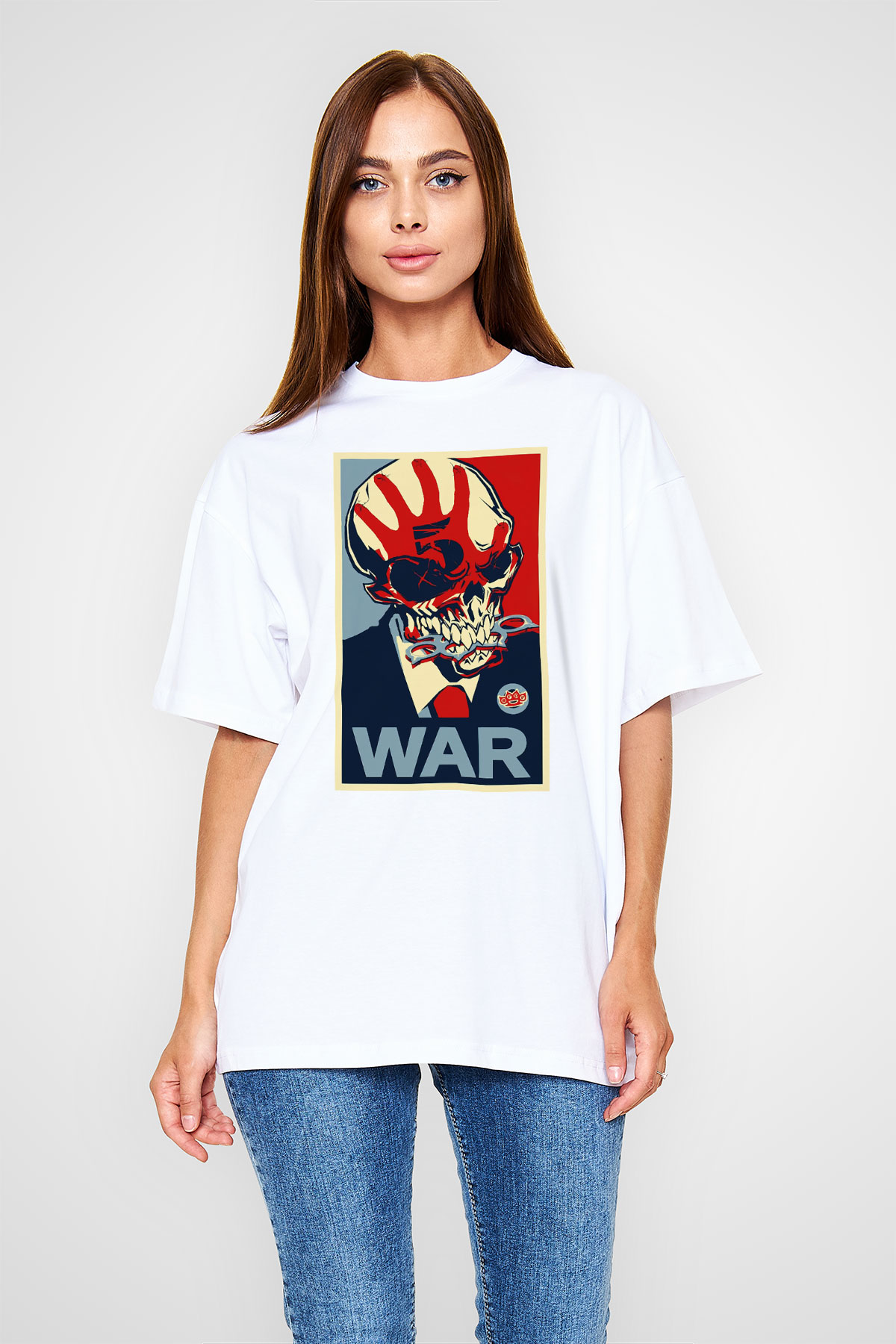 Five Finger Death Punch Beyaz Unisex Oversize Tişört T-Shirt