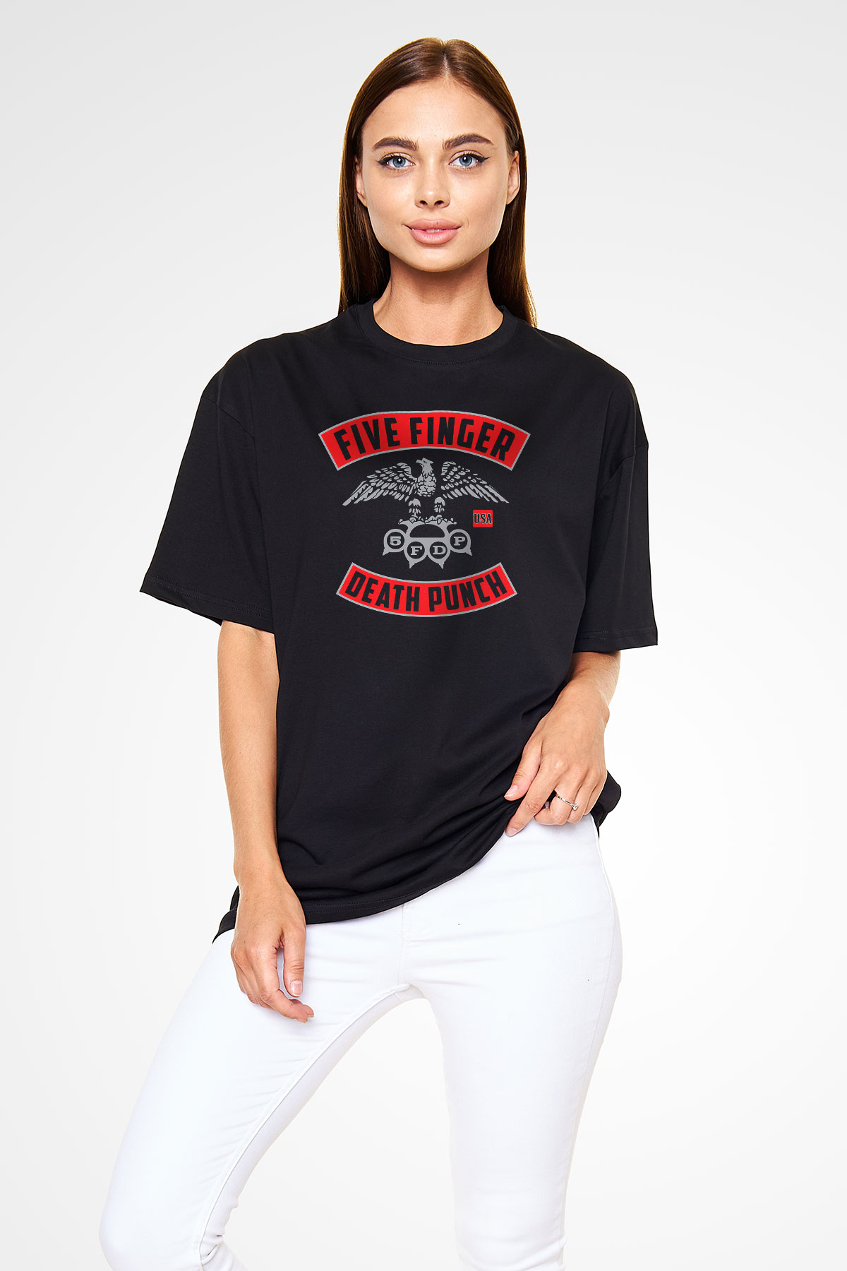 Five Finger Death Punch Siyah Unisex Oversize Tişört T-Shirt