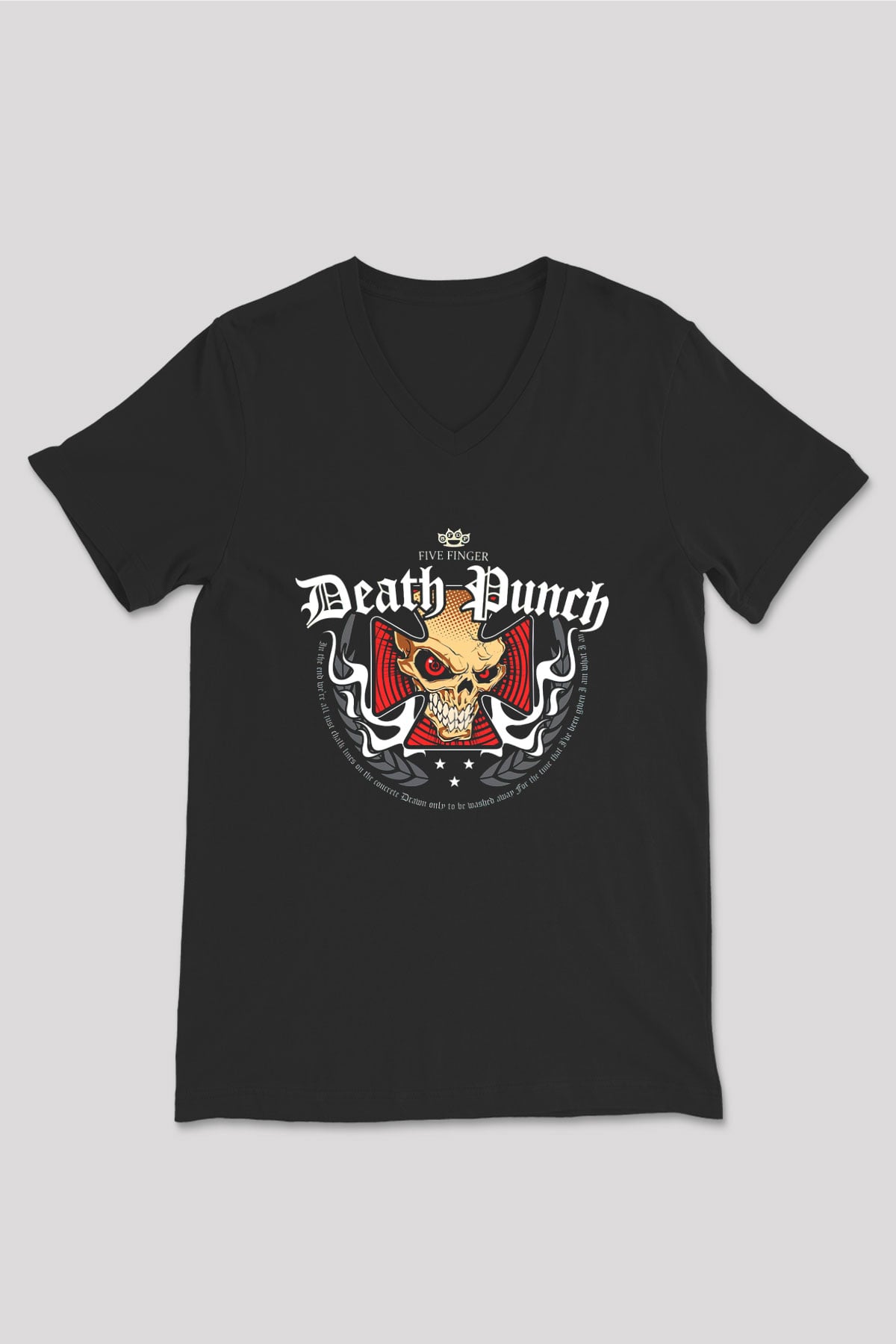Five Finger Death Punch Siyah Unisex V Yaka Tişört T-Shirt