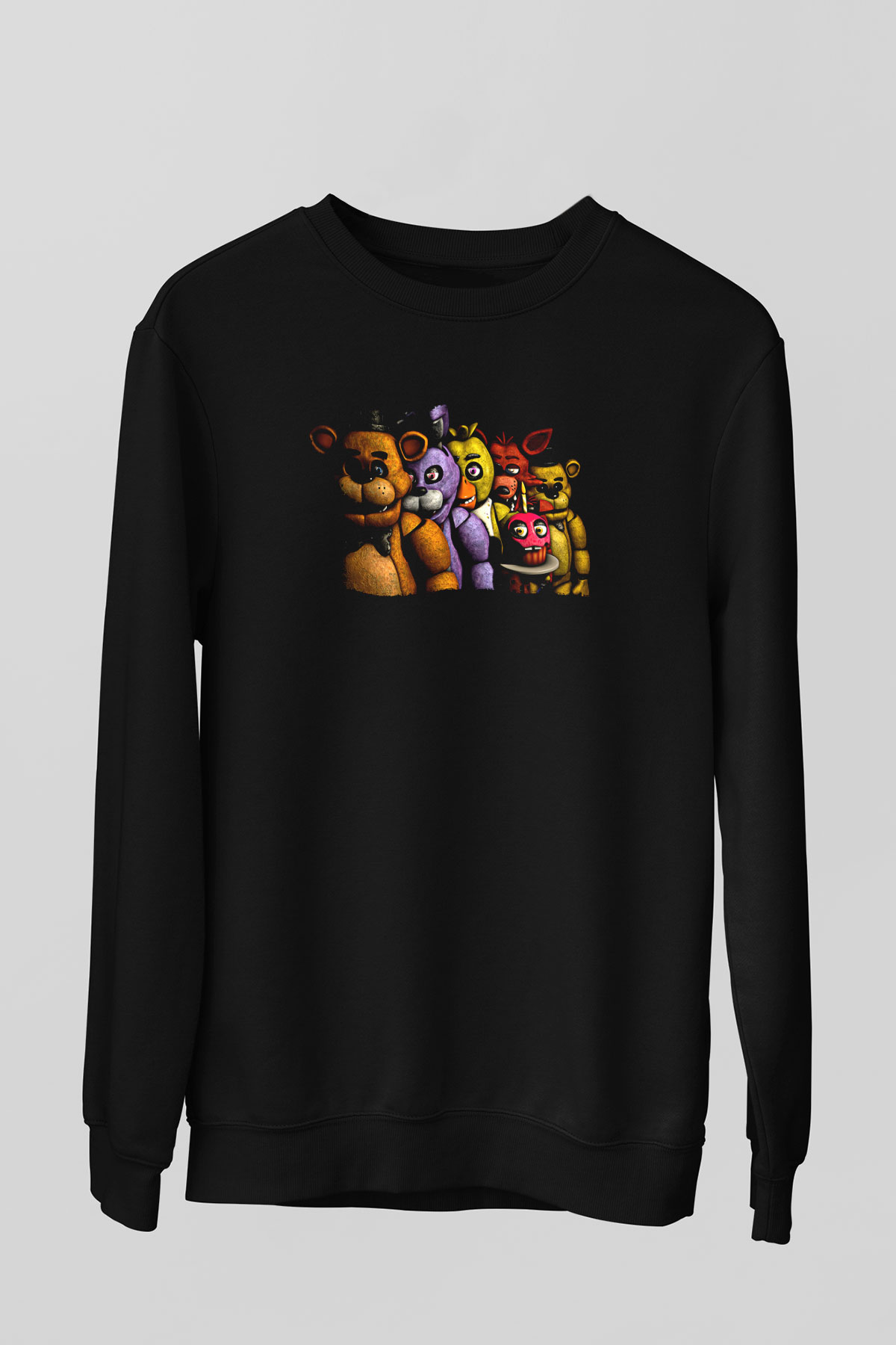 Five Nights At Freddy Baskılı Unisex Siyah Sweatshirt