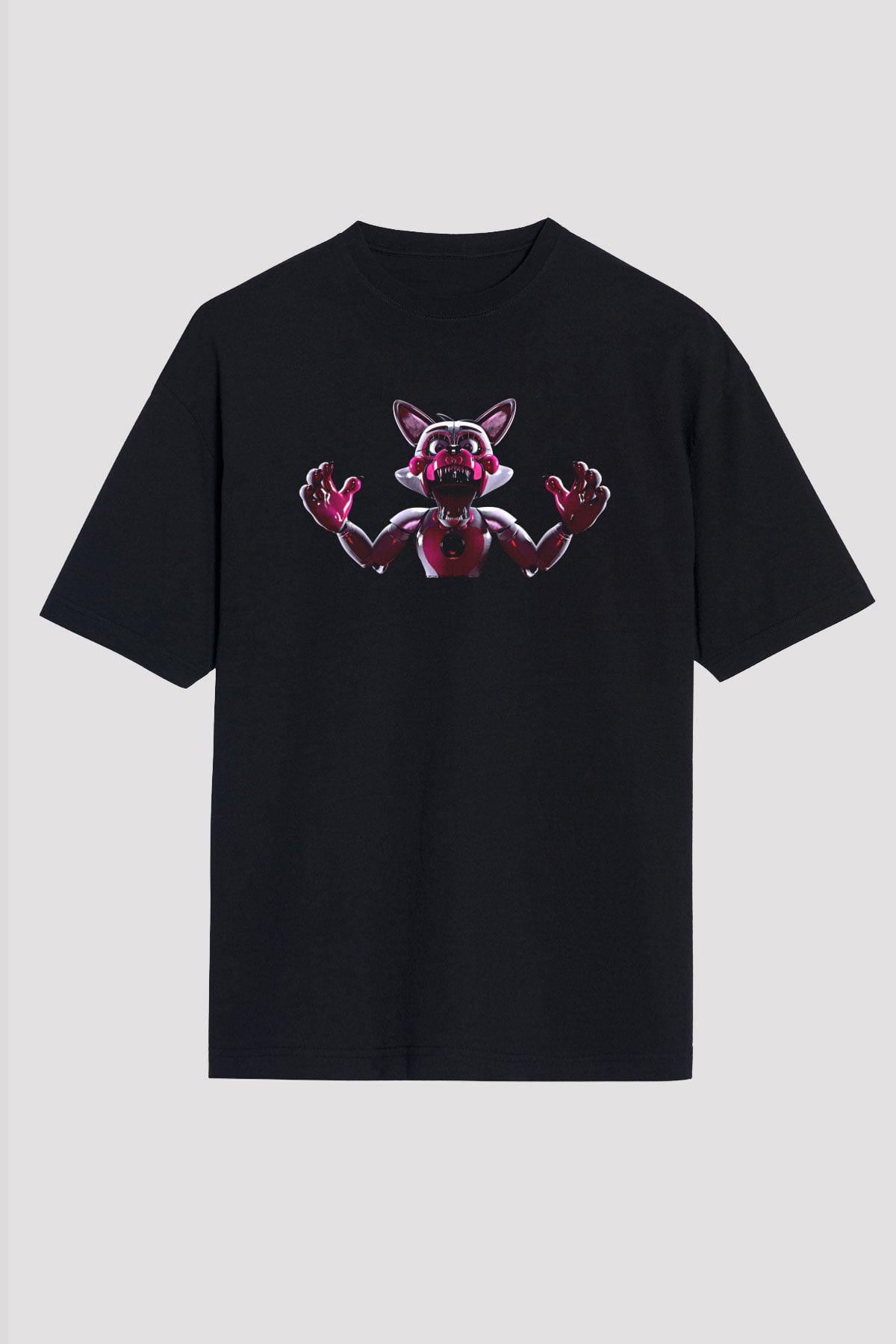 Five Nights At Freddy Baskılı Unisex Siyah Oversize Tişört - Tshirt