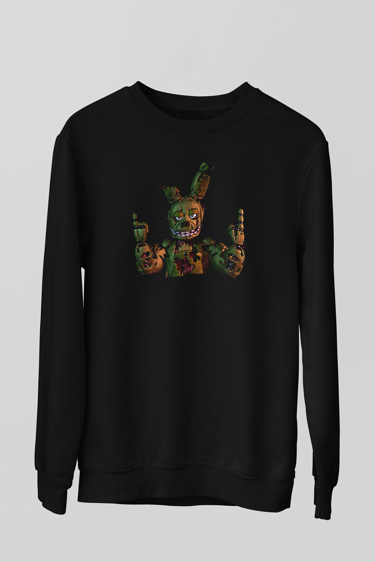 Five Nights At Freddy Baskılı Unisex Siyah Sweatshirt