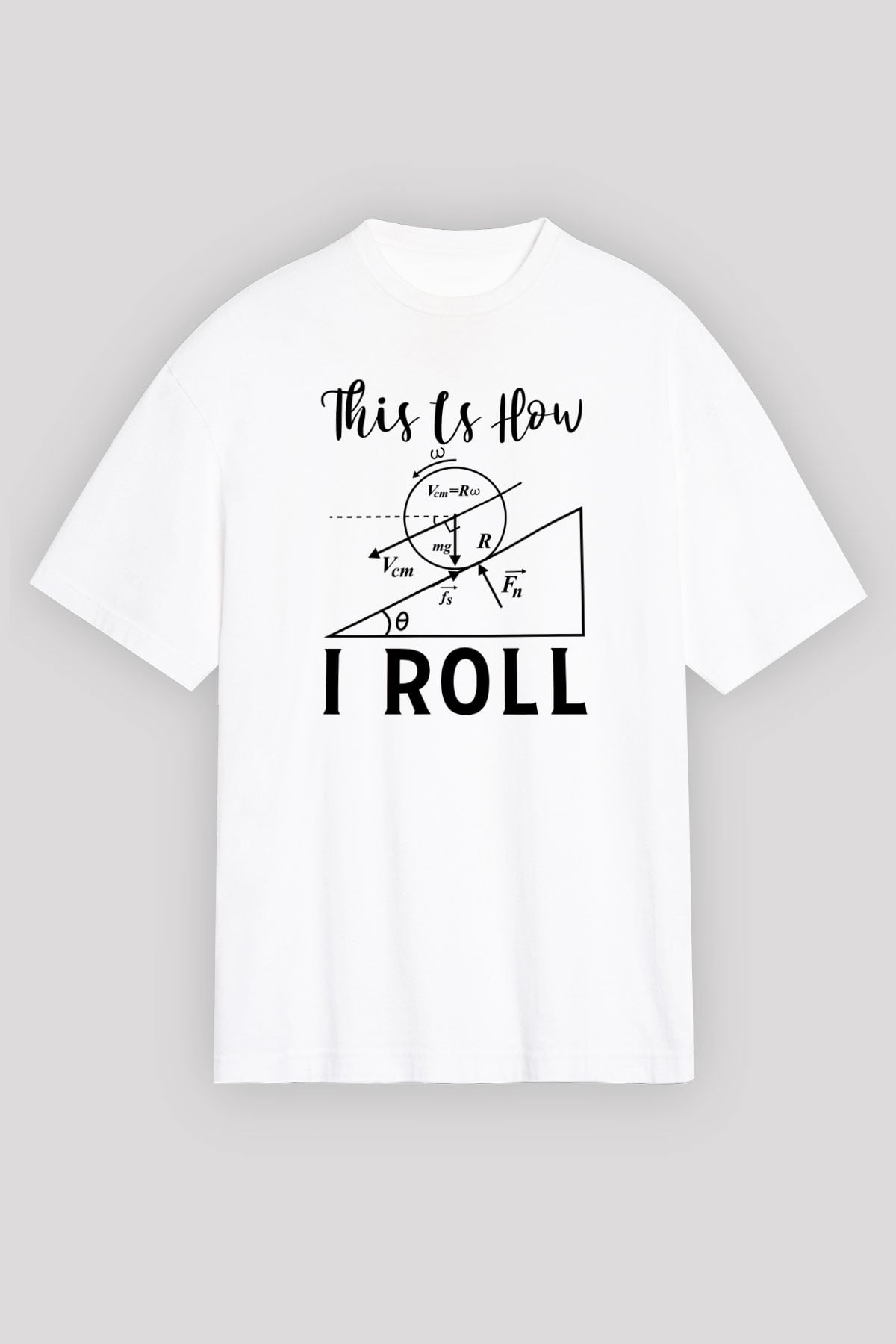 Fizik Mekanik Baskılı Unisex Oversize Beyaz Tişört - Tshirt
