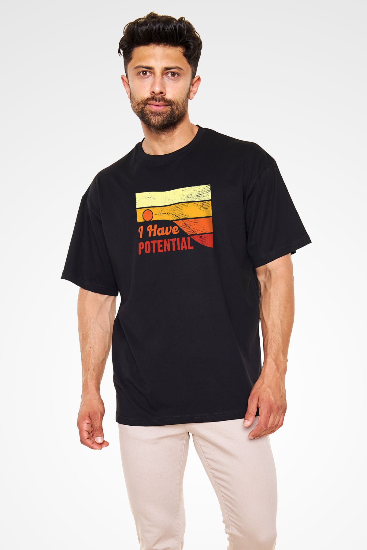 Fizik Potansiyel Baskılı Unisex Oversize Tişört - Tshirt