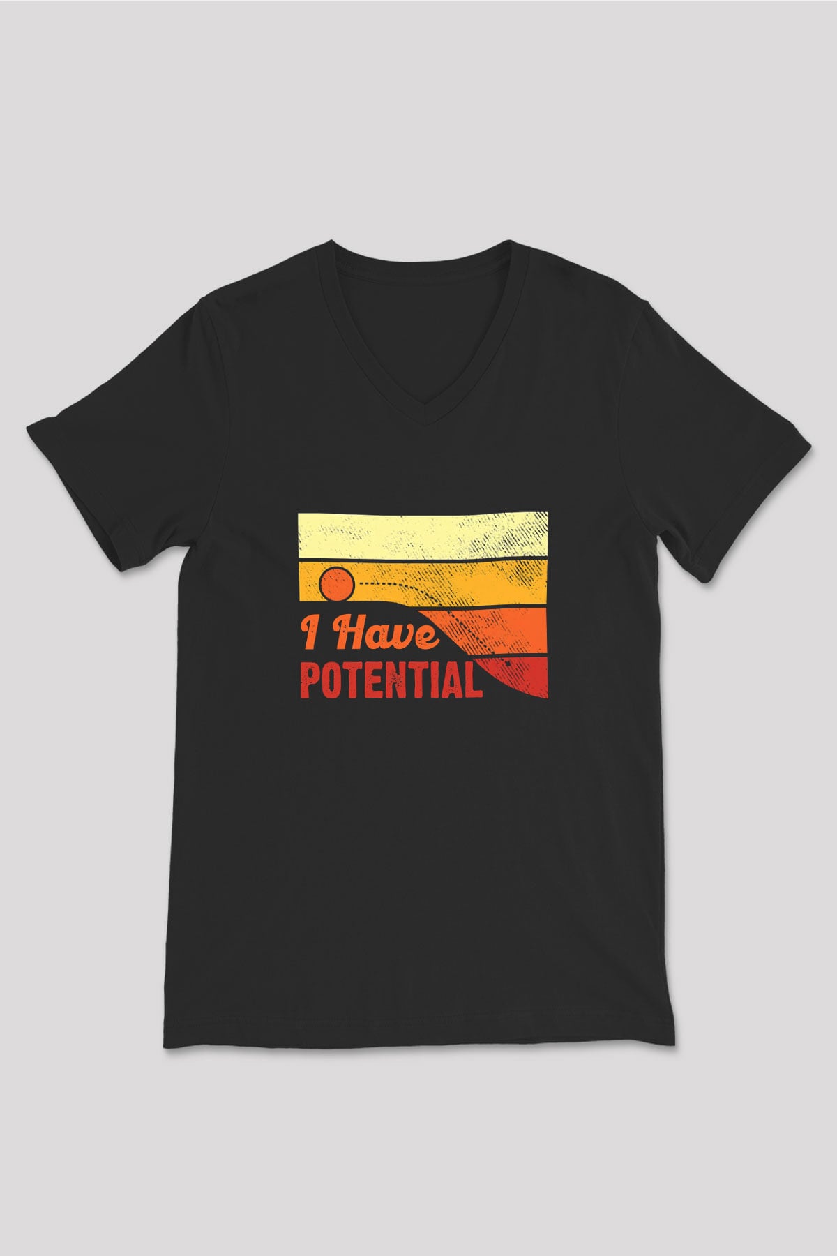 Fizik Potansiyel Baskılı Unisex V Yaka Siyah Tİşört - Tshirt