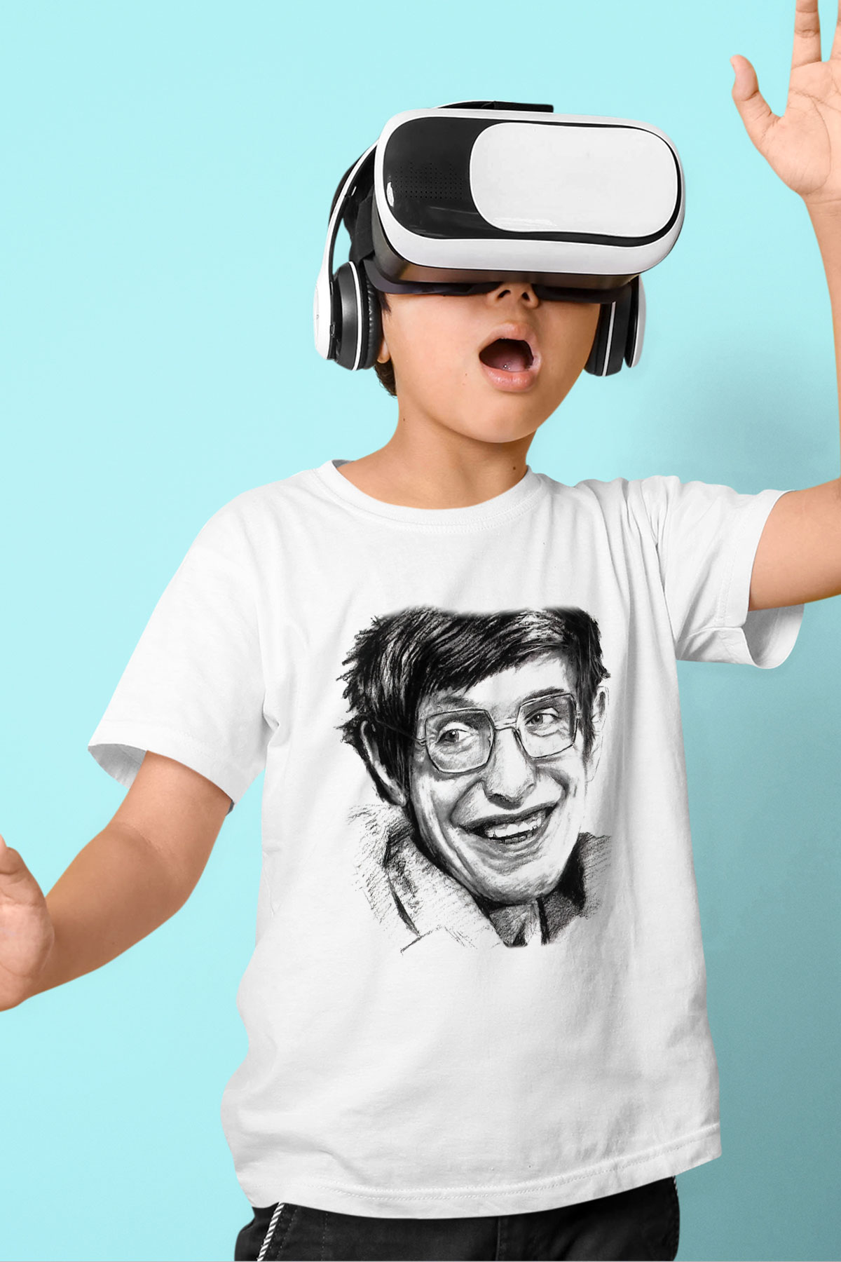Fizikçi Baskılı Beyaz Unisex Çocuk Tişört