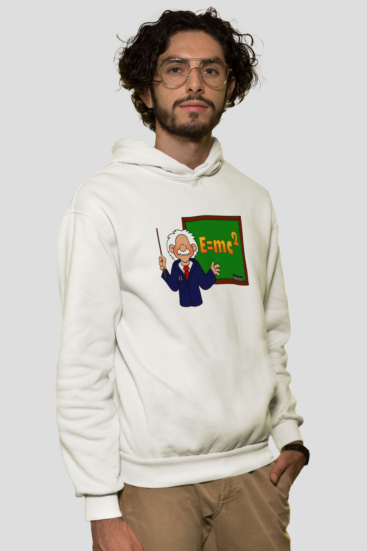 Fizikçi Beyaz Unisex Hoodie