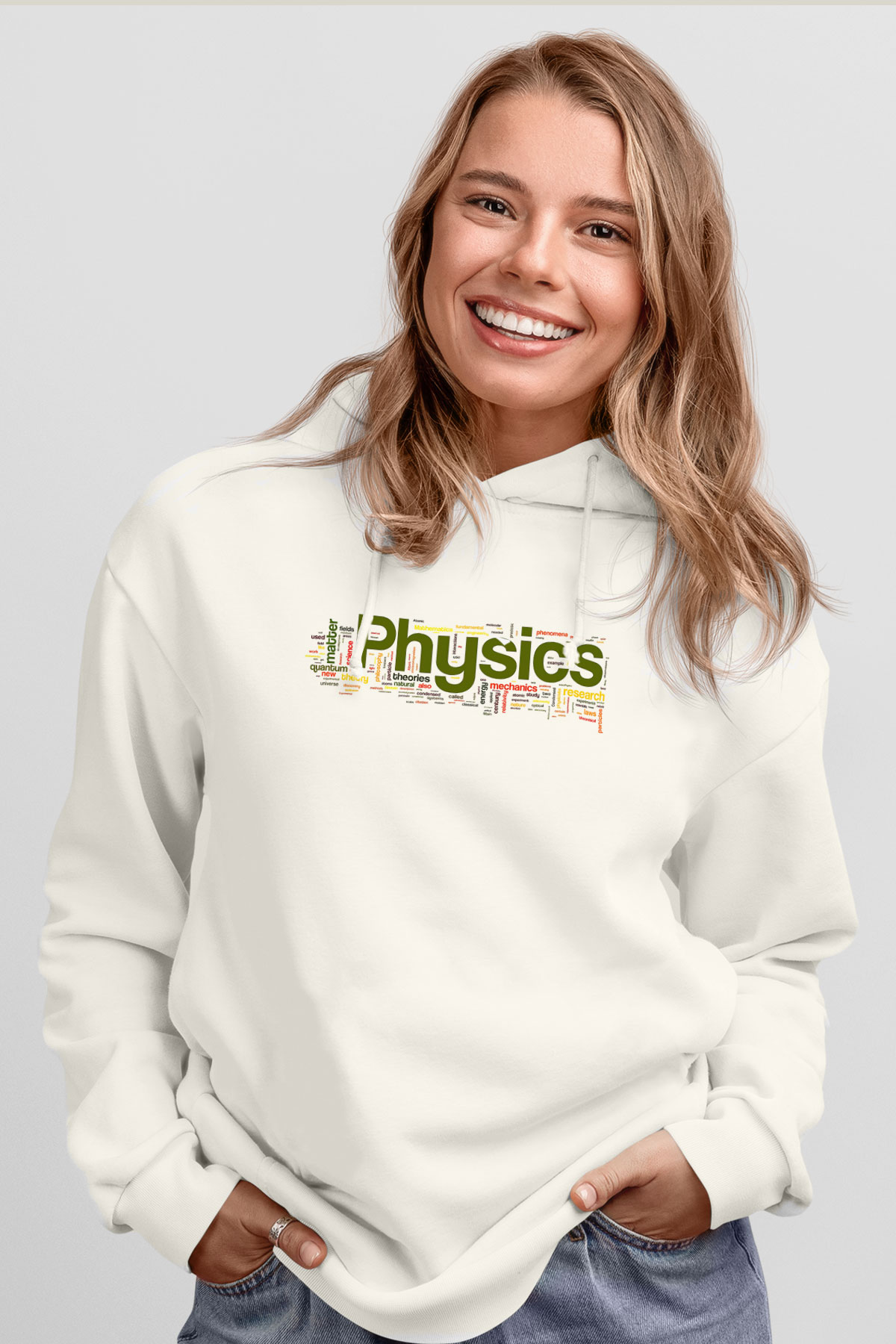 Fizikçi Beyaz Unisex Hoodie
