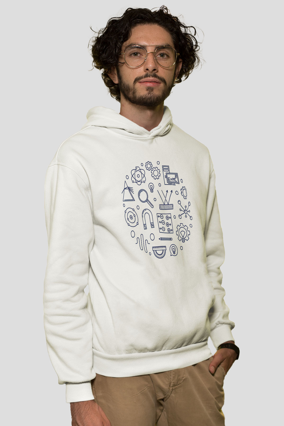 Fizikçi Beyaz Unisex Hoodie