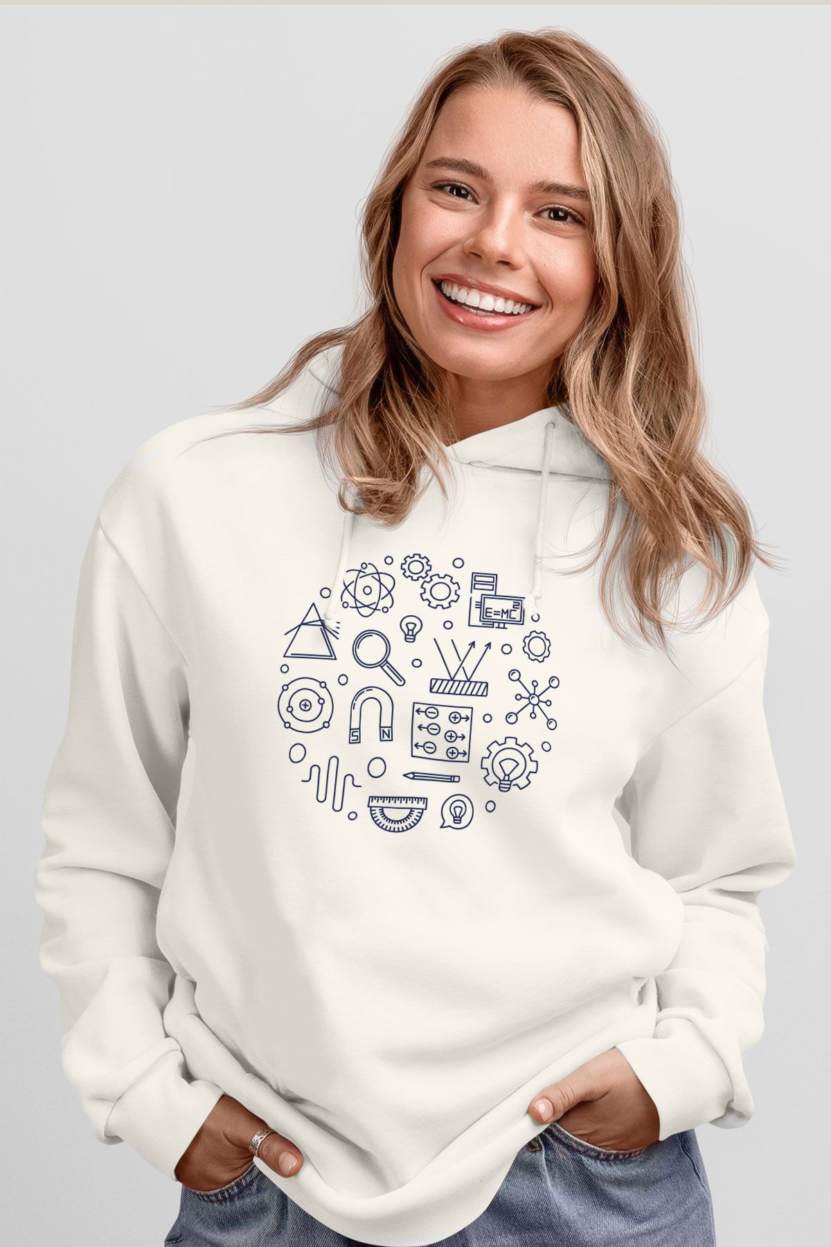 Fizikçi Beyaz Unisex Hoodie