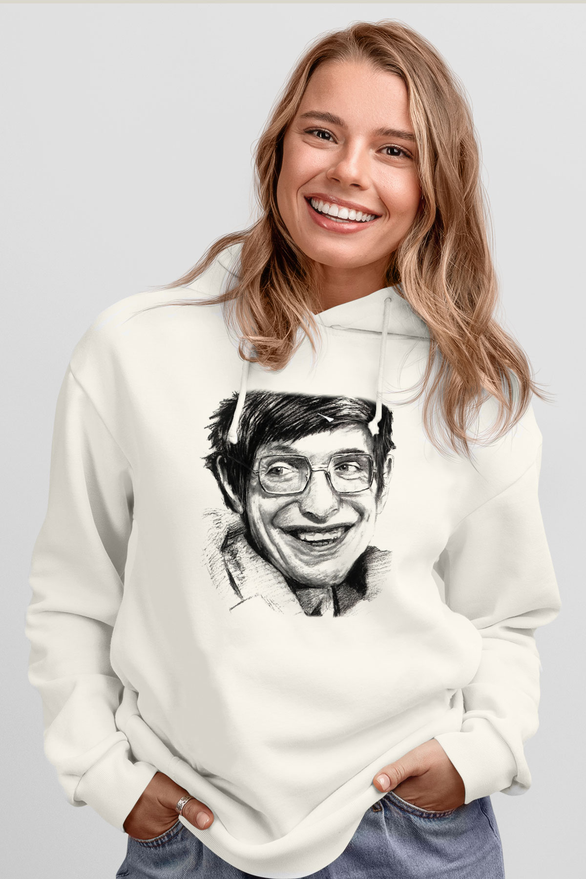 Fizikçi Beyaz Unisex Hoodie