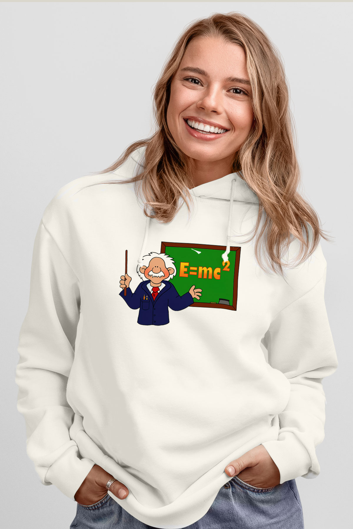 Fizikçi Beyaz Unisex Hoodie
