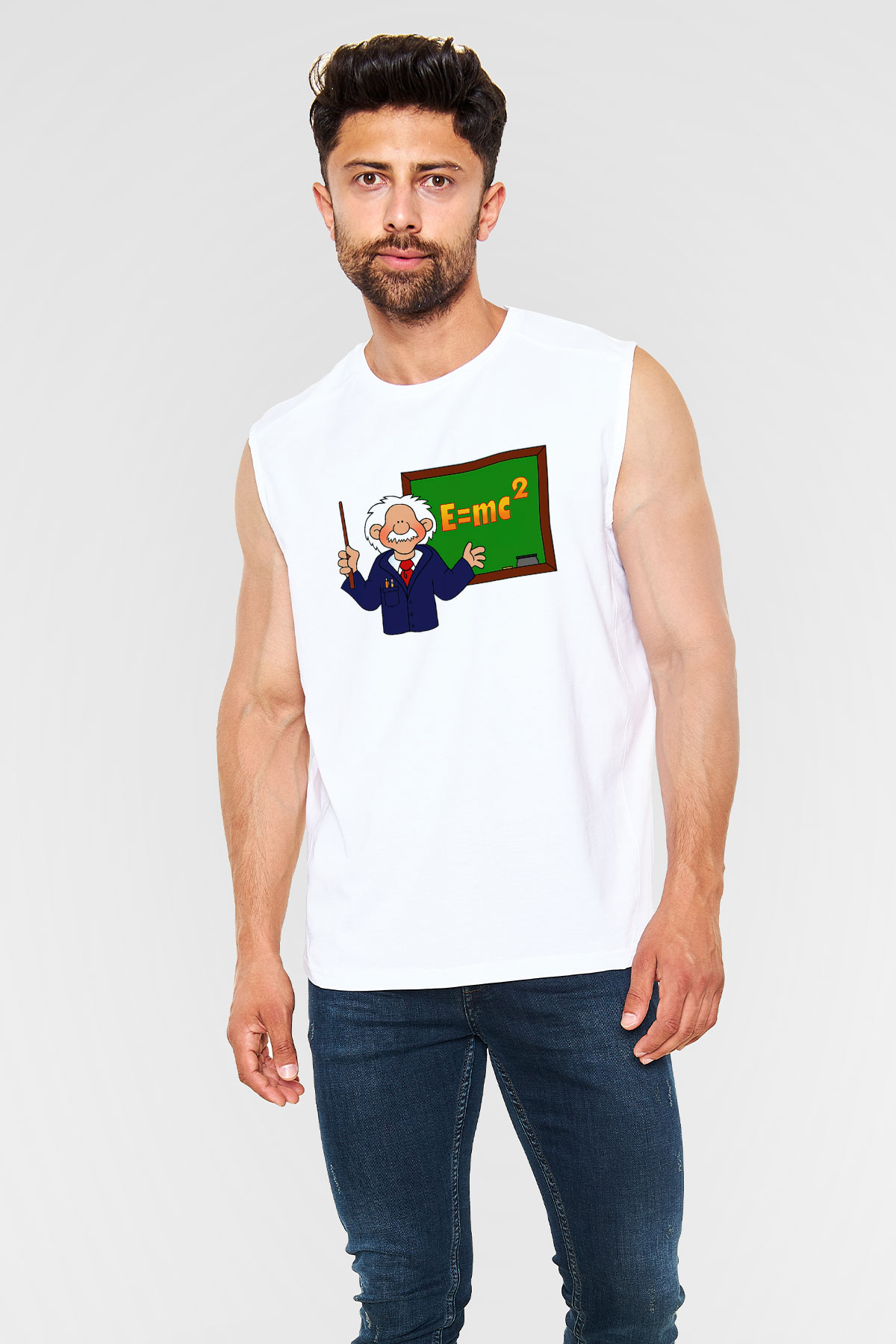 Fizikçi Beyaz Unisex Kolsuz Tişört