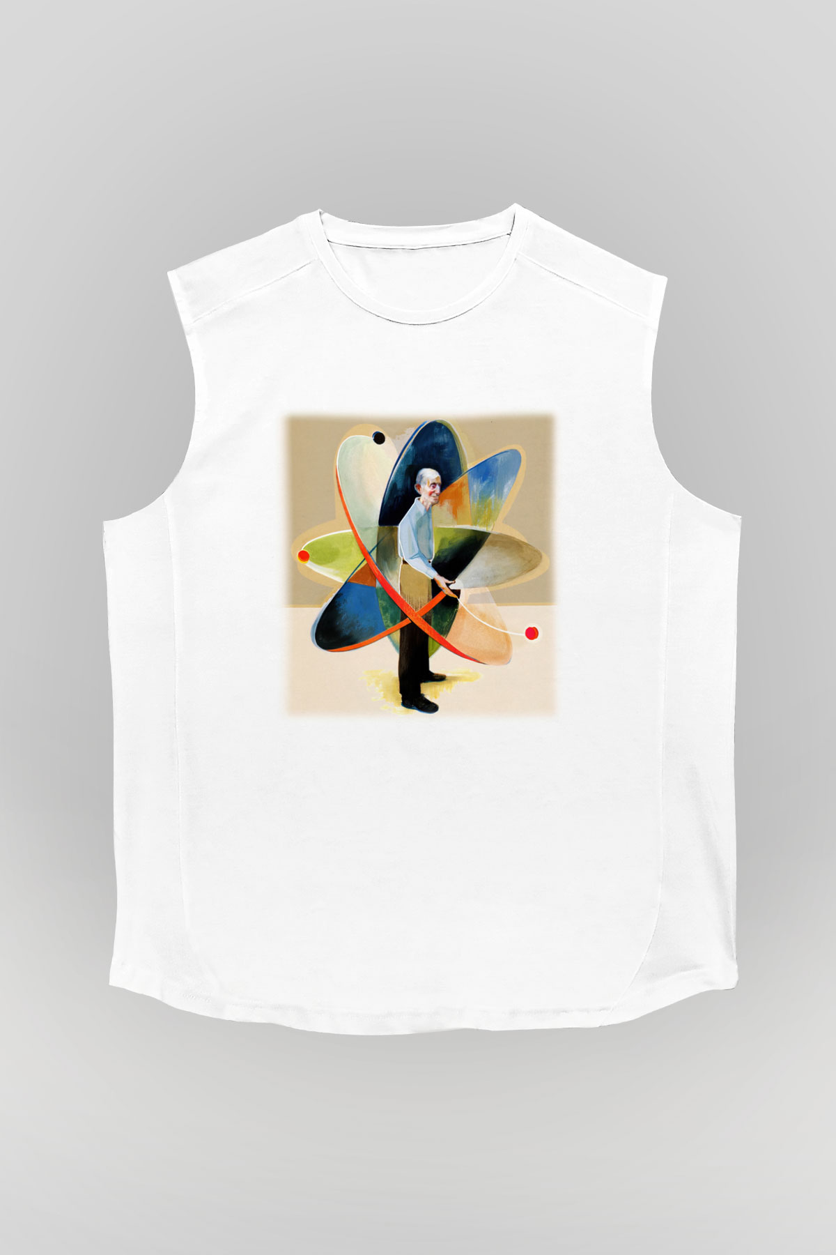 Fizikçi Beyaz Unisex Kolsuz Tişört