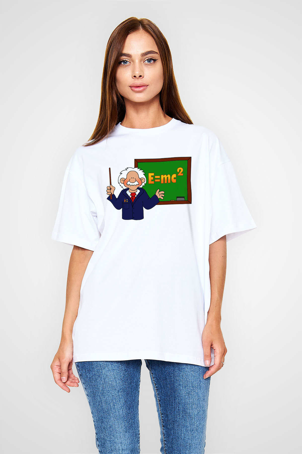 Fizikçi Beyaz Unisex Oversize Tişört T-Shirt