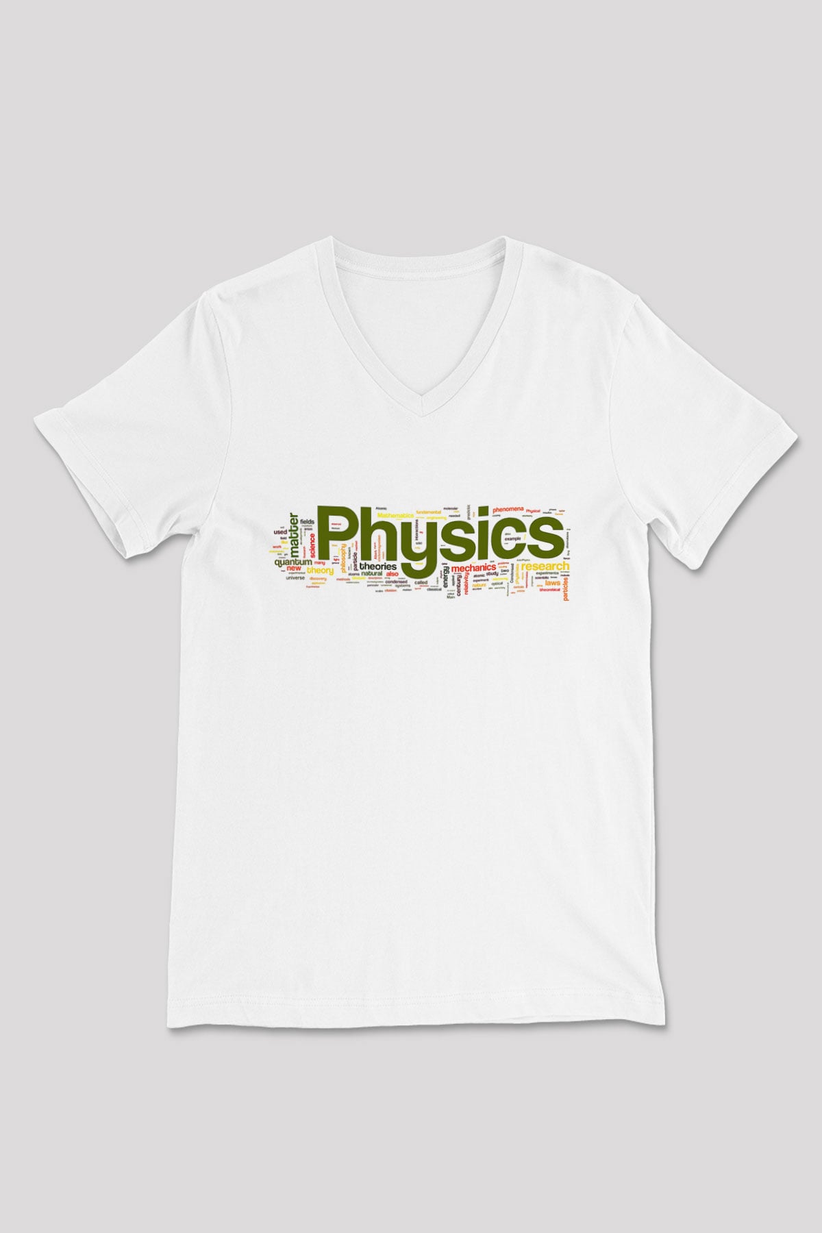 Fizikçi Beyaz Unisex V Yaka Tişört T-Shirt