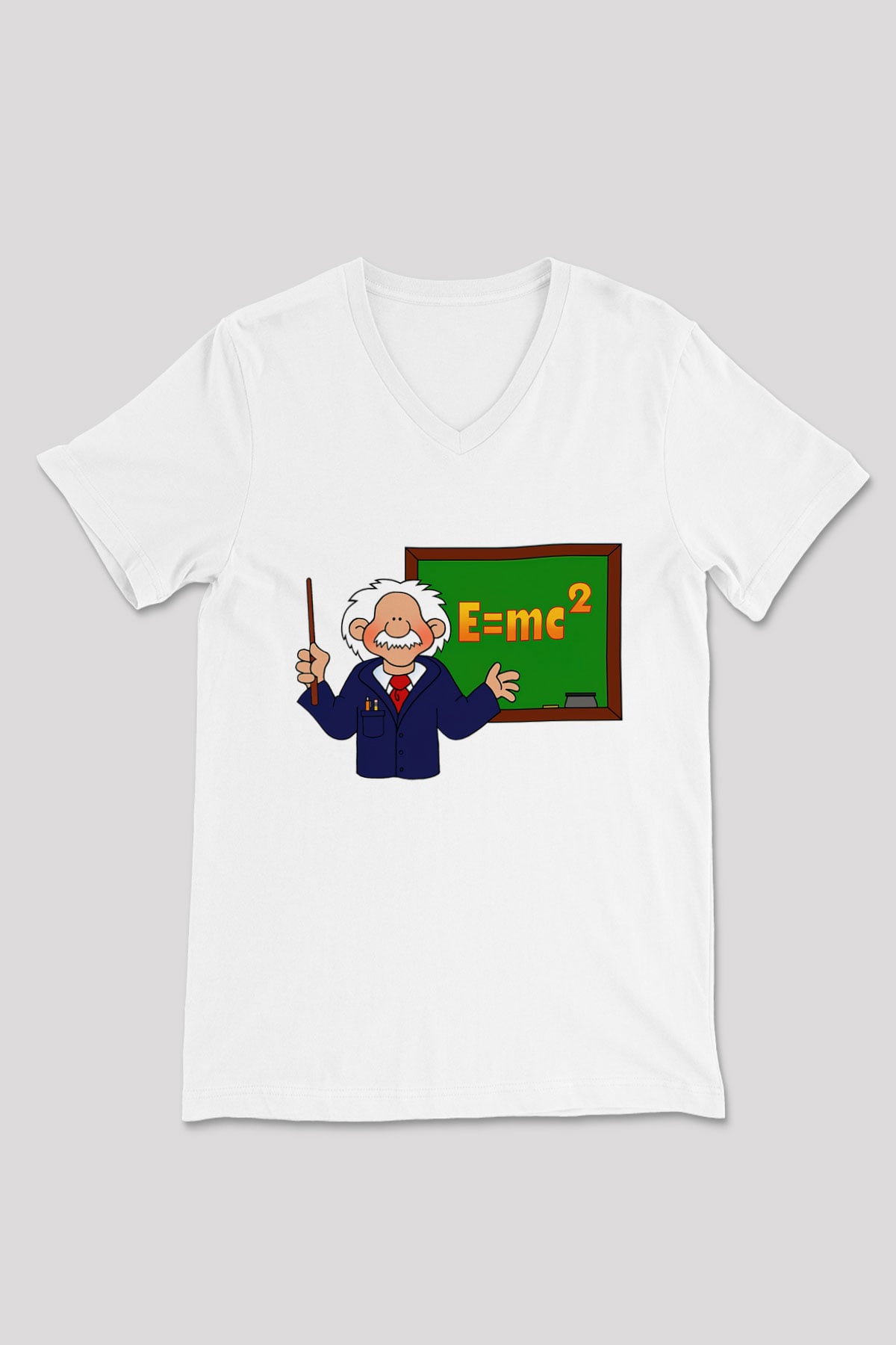 Fizikçi Beyaz Unisex V Yaka Tişört T-Shirt