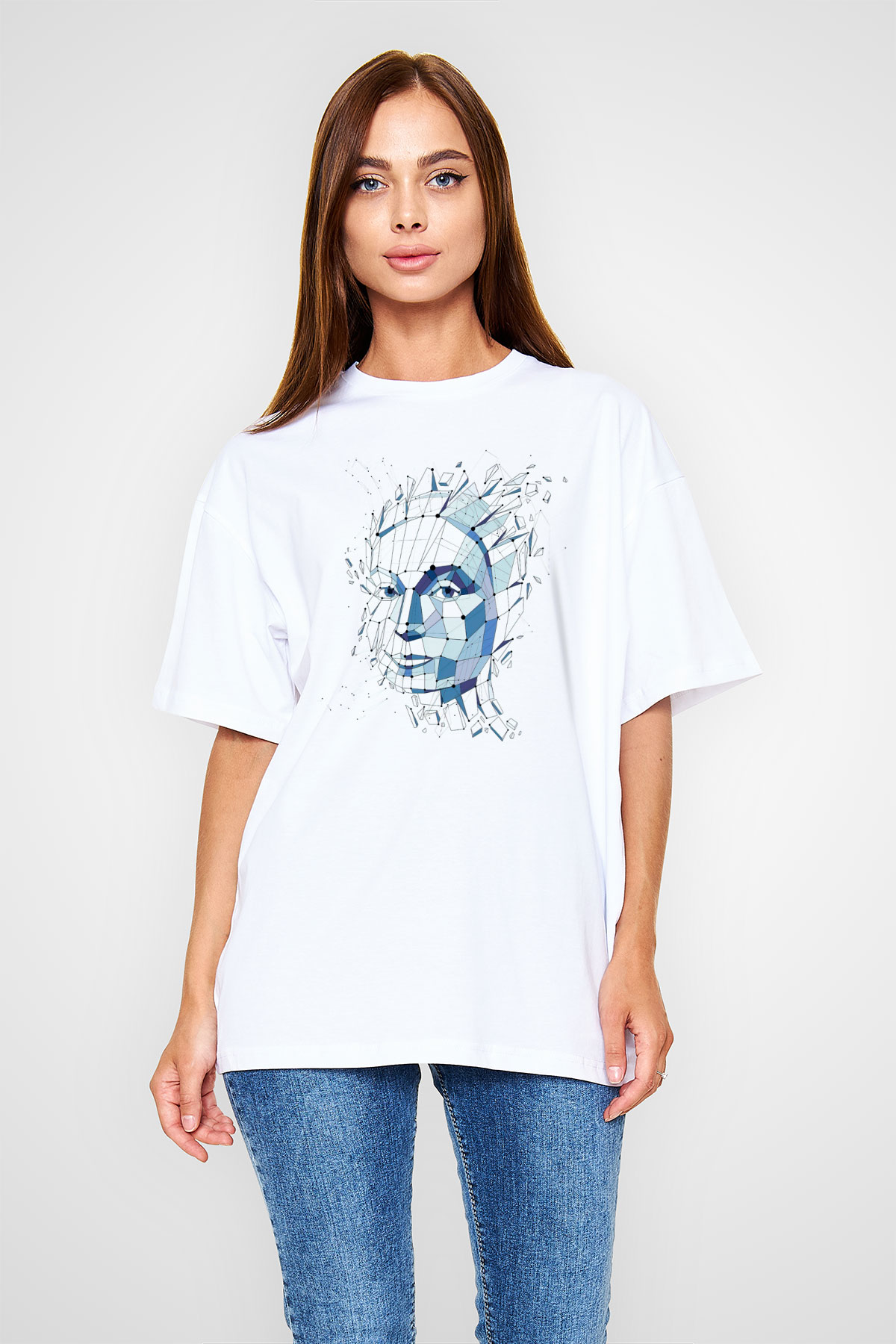 Fizyonomist Beyaz Unisex Oversize Tişört T-Shirt