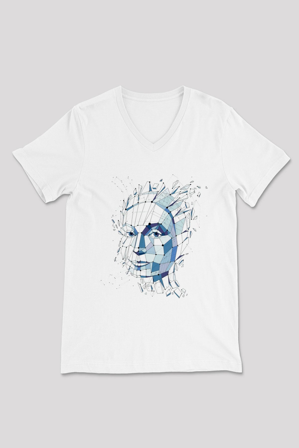 Fizyonomist Beyaz Unisex V Yaka Tişört T-Shirt