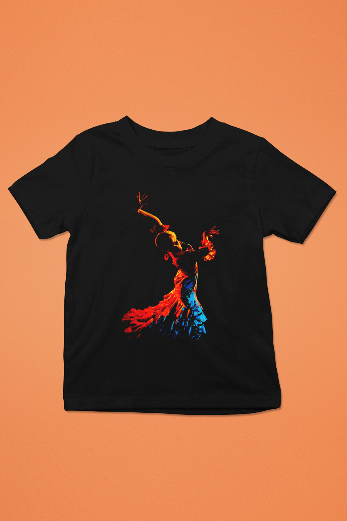 Flamenko Baskılı Siyah Unisex Çocuk Tişört