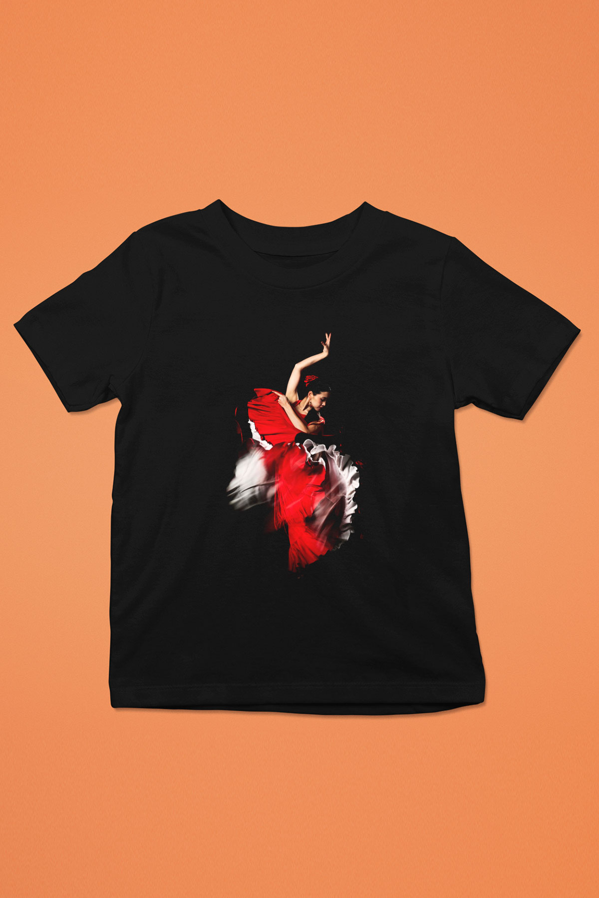 Flamenko Baskılı Siyah Unisex Çocuk Tişört