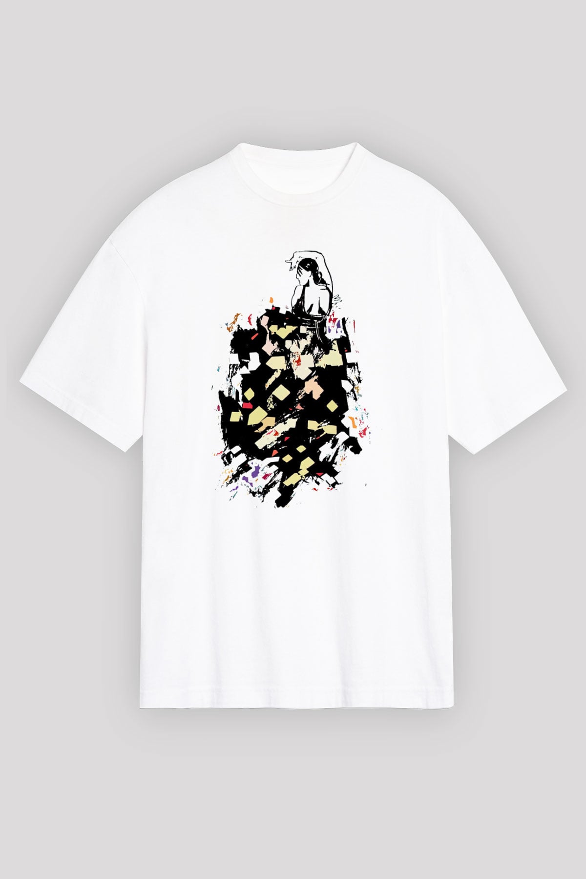 Flamenko Beyaz Oversize Tişört Oversize T-shirt - TişörtFabrikası