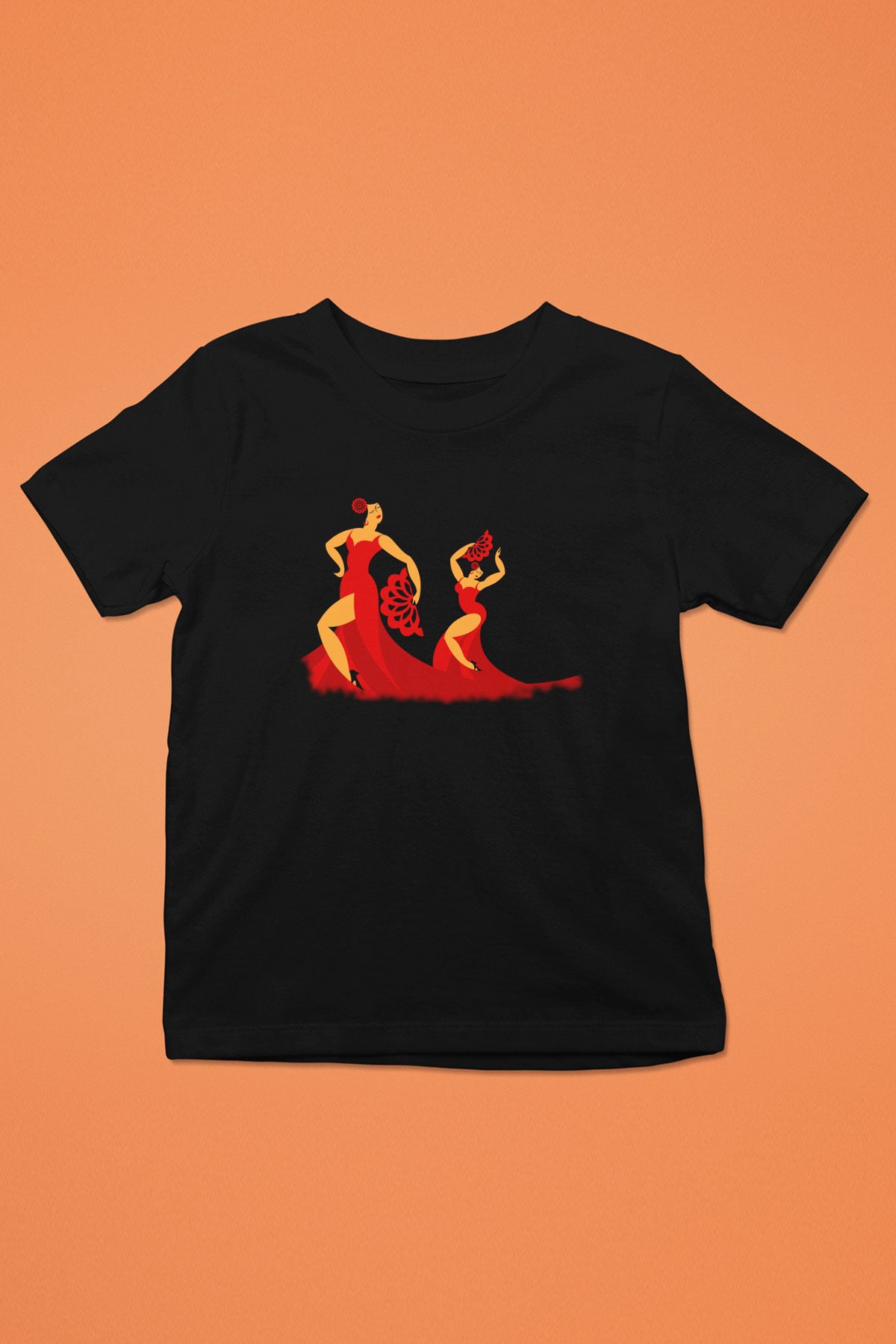 Flamenko Siyah Unisex Çocuk Tişört