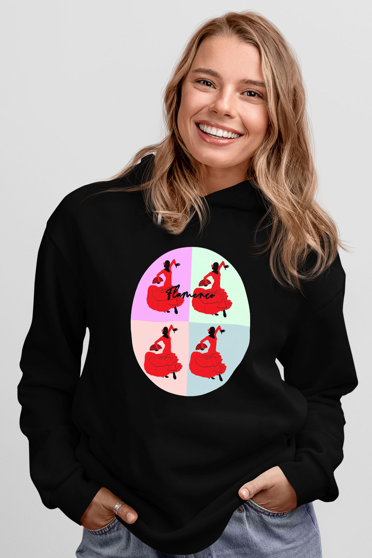 Flamenko Siyah Unisex Hoodie