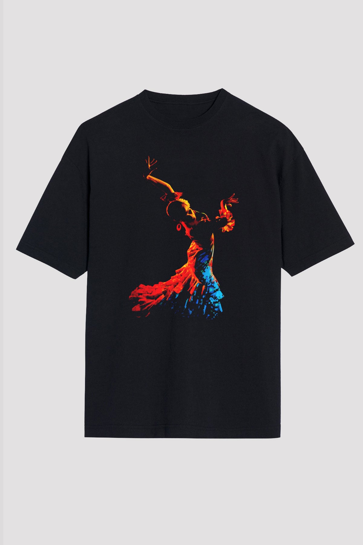 Flamenko Siyah Unisex Oversize Tişört T-Shirt