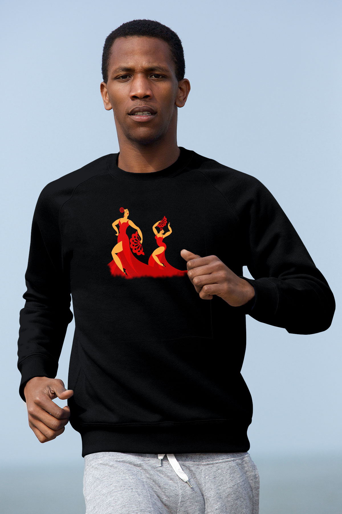 Flamenko Siyah Unisex Sweatshirt