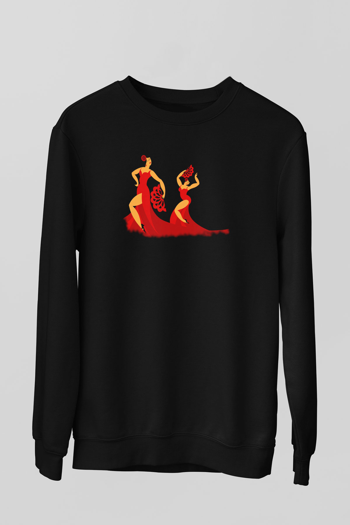 Flamenko Siyah Unisex Sweatshirt