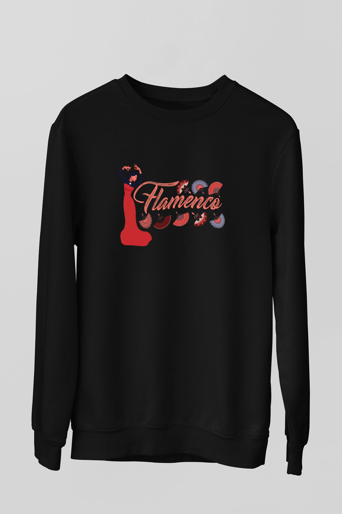 Flamenko Siyah Unisex Sweatshirt