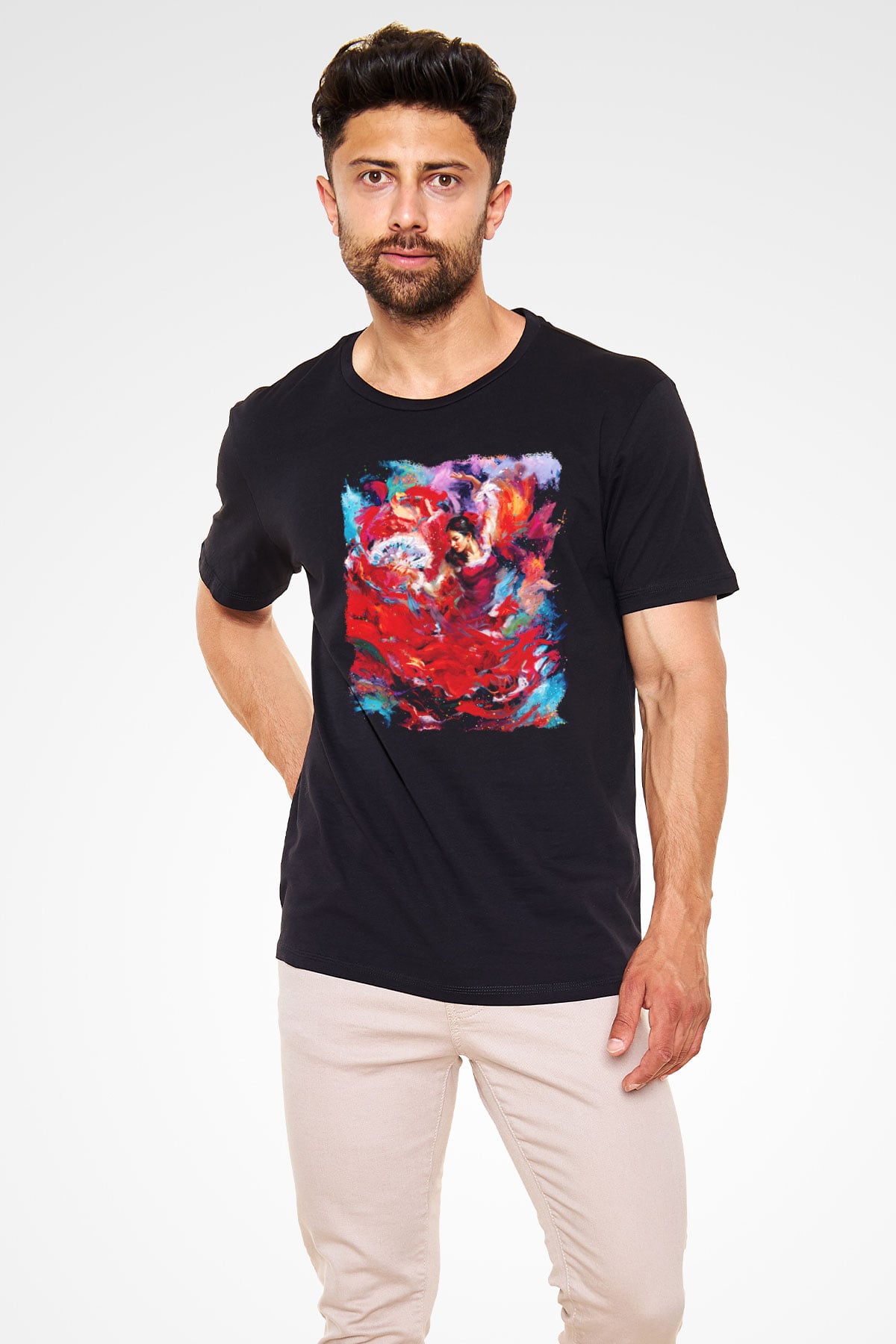 Flamenko Siyah Unisex Tişört T-Shirt - TişörtFabrikası