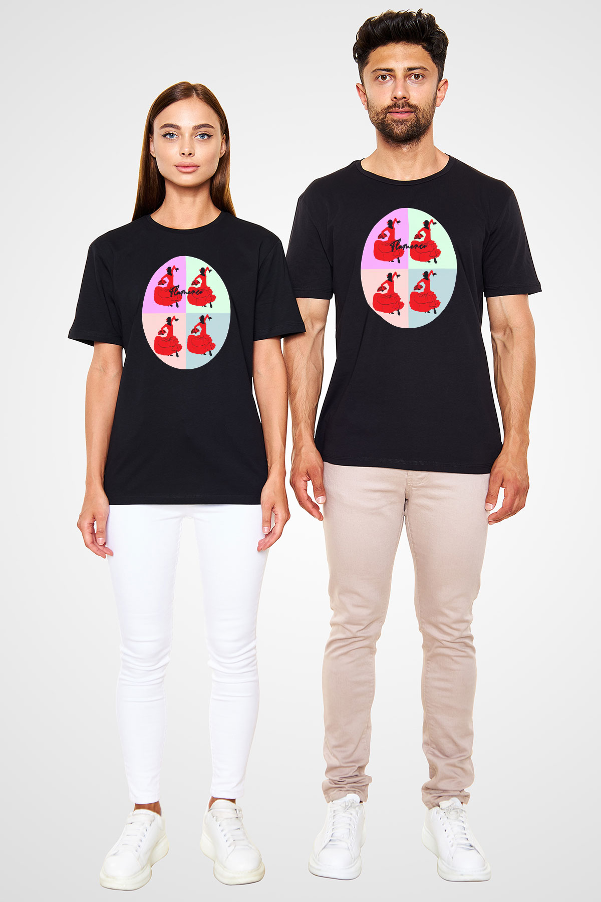 Flamenko Siyah Unisex Tişört T-Shirt - TişörtFabrikası