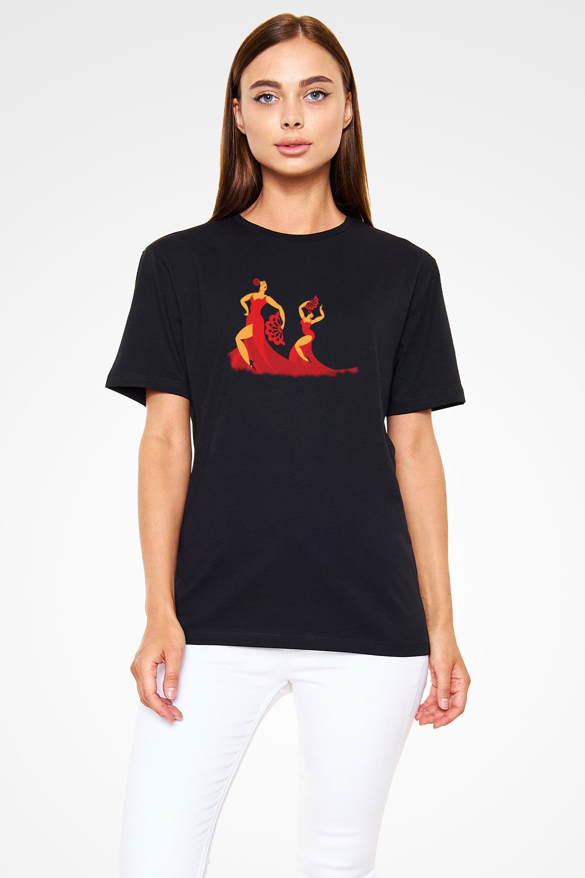 Flamenko Siyah Unisex Tişört T-Shirt - TişörtFabrikası